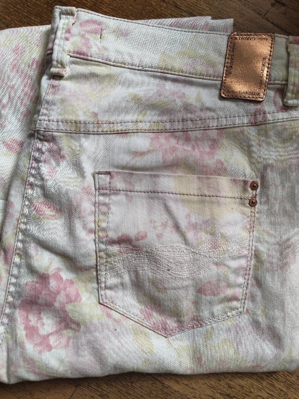 White Floral Jeans Atelier Gardeur Women's Size 44